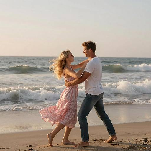 Couple Dancing on Beach at Sunset