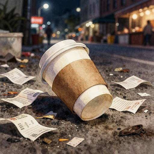 Realistic Watercolor of Abandoned Coffee Cup