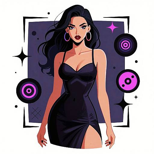 Erotic Cartoon Woman in Expressionist Tech-Noir