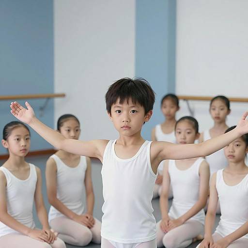 Young Boy Ballet Dancer with Arms Outstretched