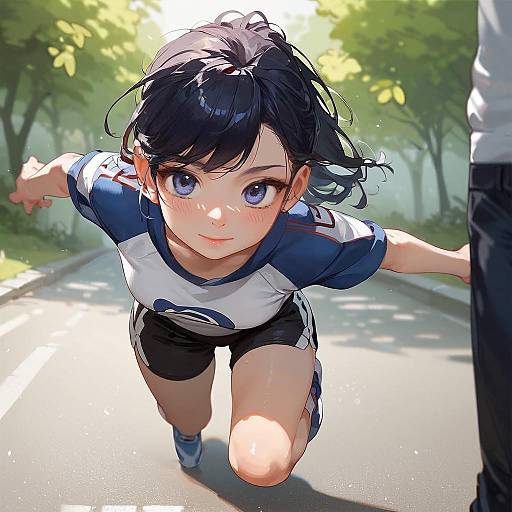 Cute Cartoon Marinette Running in Park