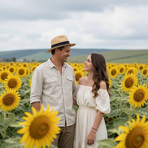 Couple in Sunflower Field
