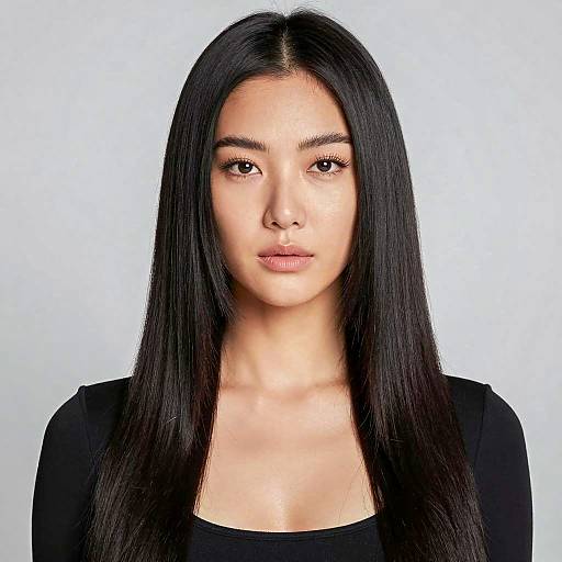 Portrait of Asian woman with long straight hair