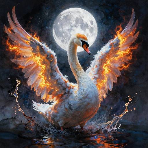 Ethereal Swan Spirit in Moonlight