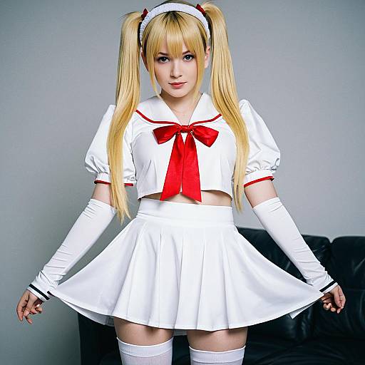 Blonde Woman in Shinobu Cosplay Costume