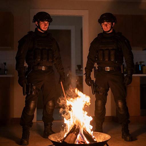 Two Tactical Operatives with Flaming Stick