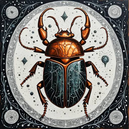 Copper Scarab with Cosmic Symbols