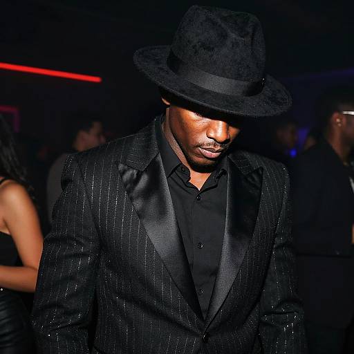 Classic Jazz Musician in Black Pinstripe