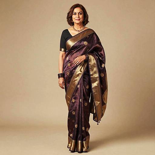 Elegant Middle-Aged Woman in Silk Saree
