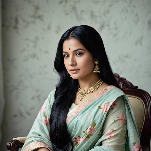 Elegant Charulata Cosplay in Pastel Saree