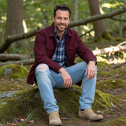 Man in Tranquil Forest Glade