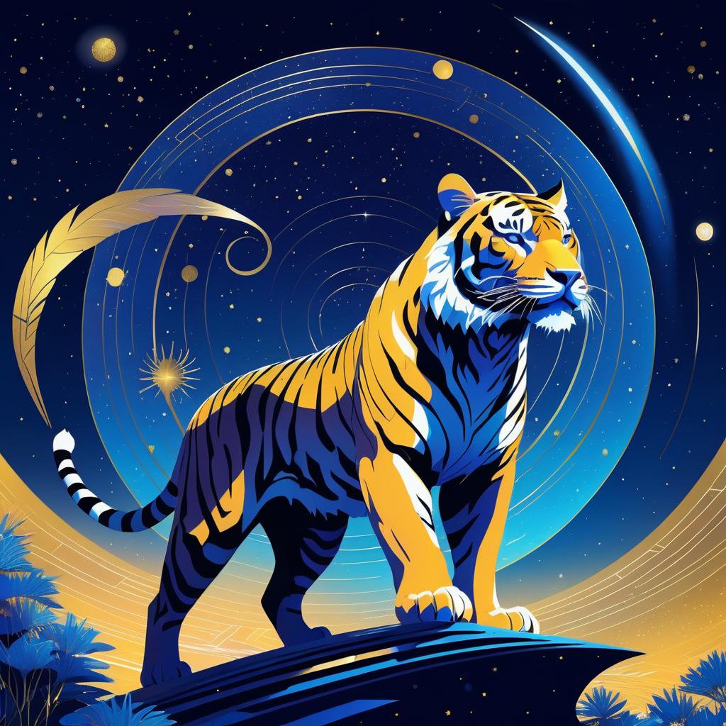 Ethereal Tiger in Futuristic Night Sky