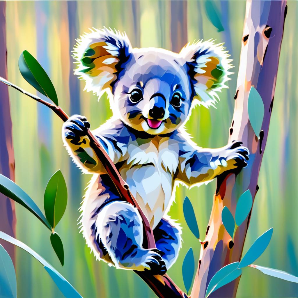 Joyful Koala Joey in Eucalyptus Forest