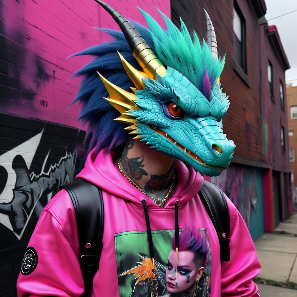 Fierce Punk Rock Dragon Portrait