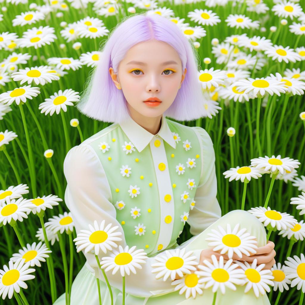 Albino Model in Yayoi Kusama Aesthetic