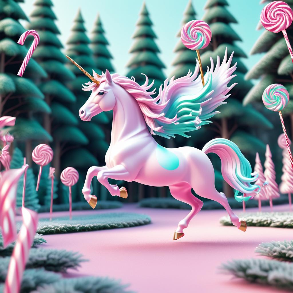 Whimsical Unicorn in a Candy Garden