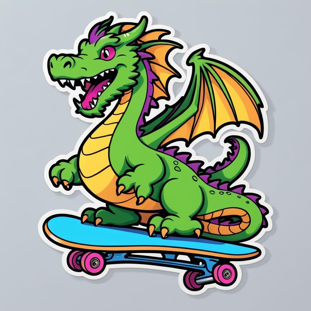 Dragon Skateboarding Sticker Design