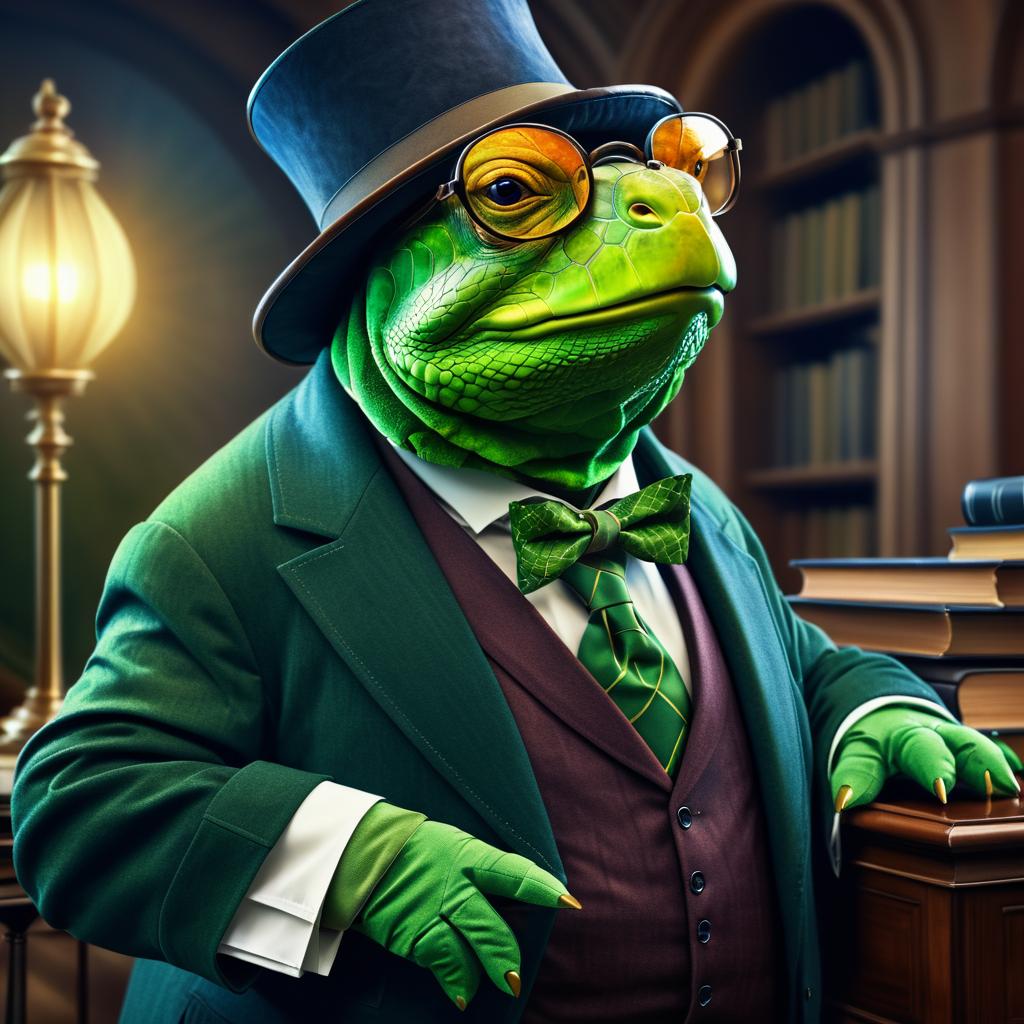 Professorial Tortoise in Elegant Attire