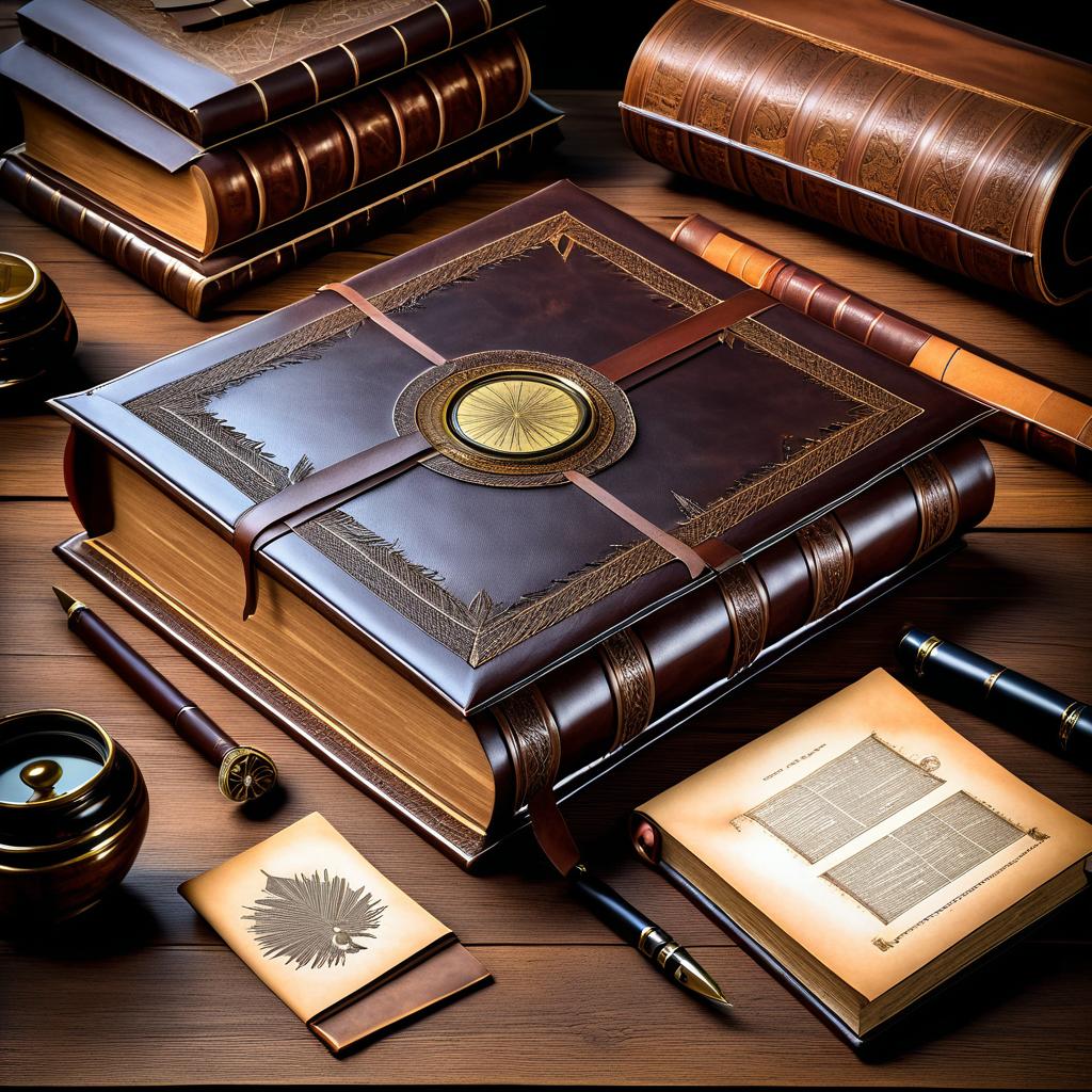 Timeless Knowledge: Leather-Bound Book Scene