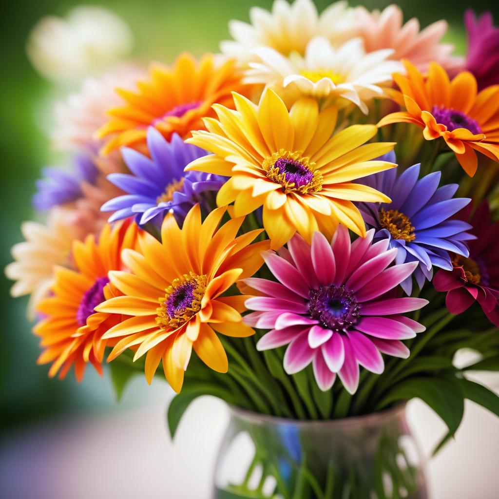 Dreamy Close-Up of Vibrant Flower Bouquet