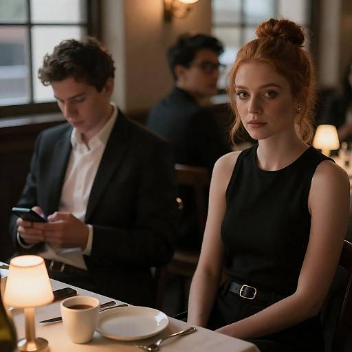 Evening Dinner Scene in Cozy Restaurant