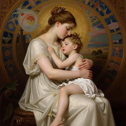 Neoclassical Embrace with Celestial Motifs