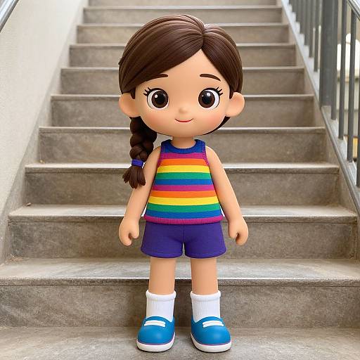 Rainbow Brite Inspired Girl on Stairs