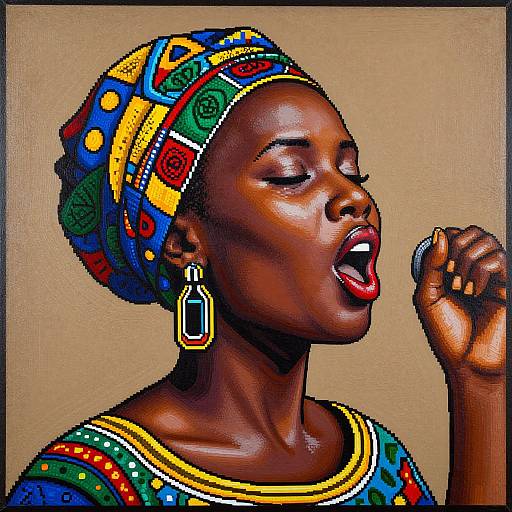 Vibrant African Glass Painting Woman