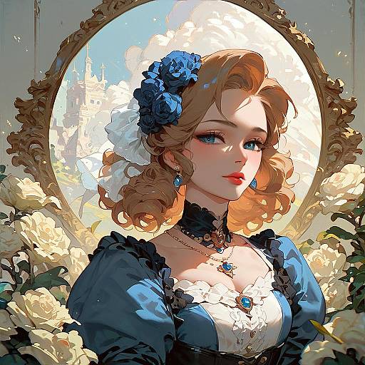 Victorian Woman Portrait with Halftone