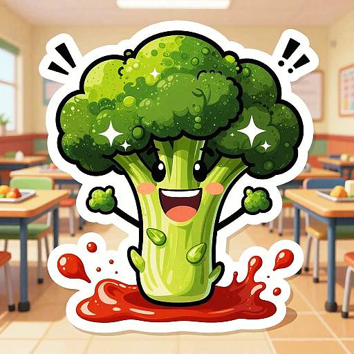 Cheerful Cartoon Broccoli Mascot