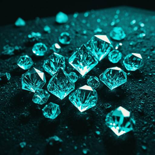 Turquoise Floating Crystals on Dark Surface