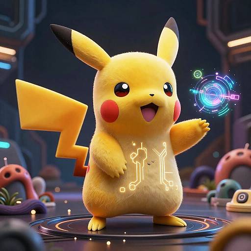 Robotic Pikachu in Sci-Fi World
