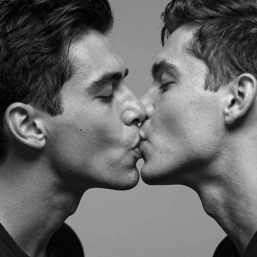 Intimate Black and White Kiss Portrait