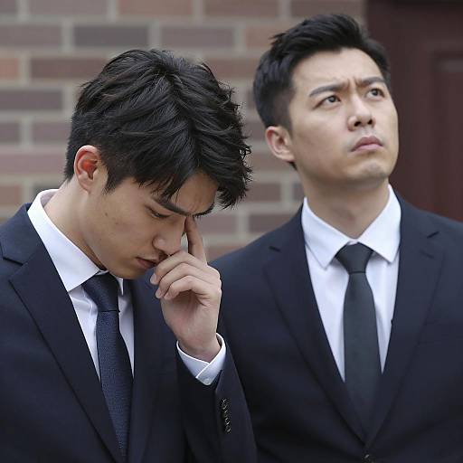 Contemplative Men in Dark Suits