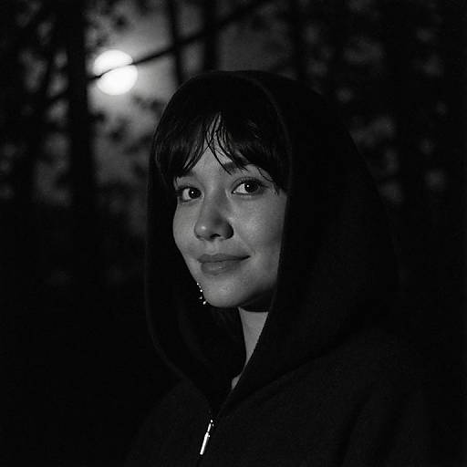 Mysterious Hooded Figure in Moonlight