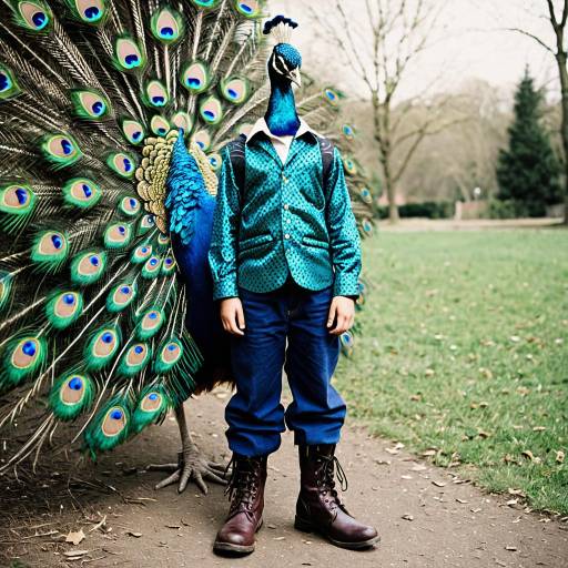 Stylish Male Peacock Costume Outdoors