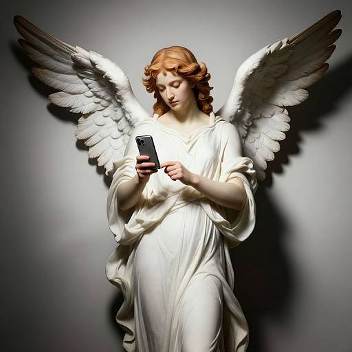 Surreal Angel with iPhone Shadow