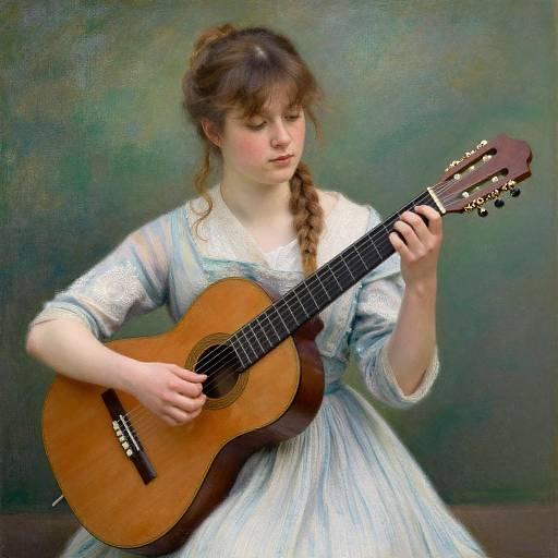 Impressionist Woman with Classical Guitar
