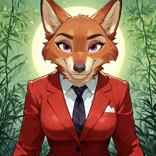 Whimsical Female Wolf Fursona in Business Suit