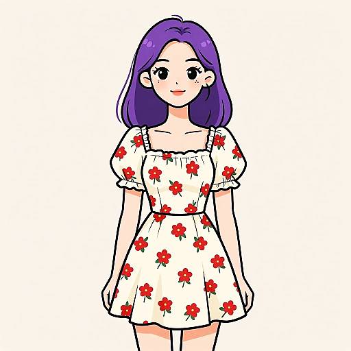 Summer Casual Woman in Floral Dress