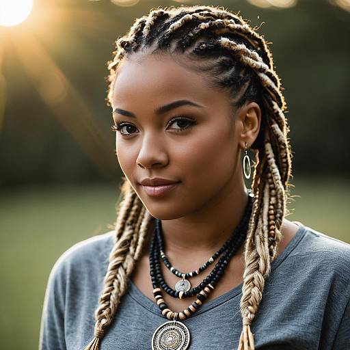Young Woman with Blonde Faux Locs Braids