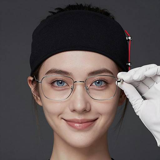 Young Woman with Headband and Glasses