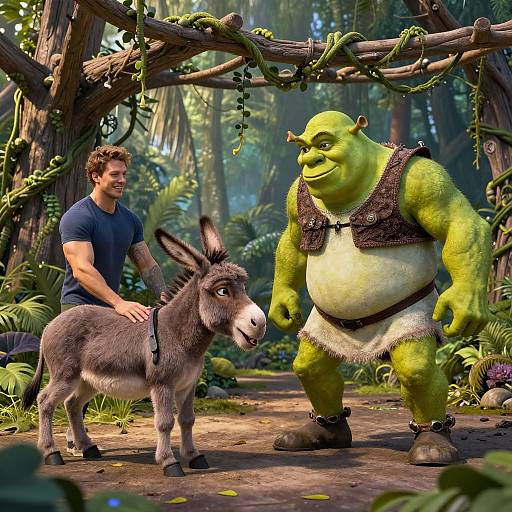 Shrek Training with Donkey in Jungle Gym