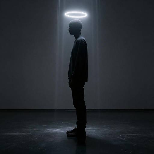 Haloed Figure in Vertical Light