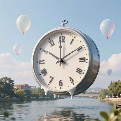 Ethereal Midnight Clock Above River