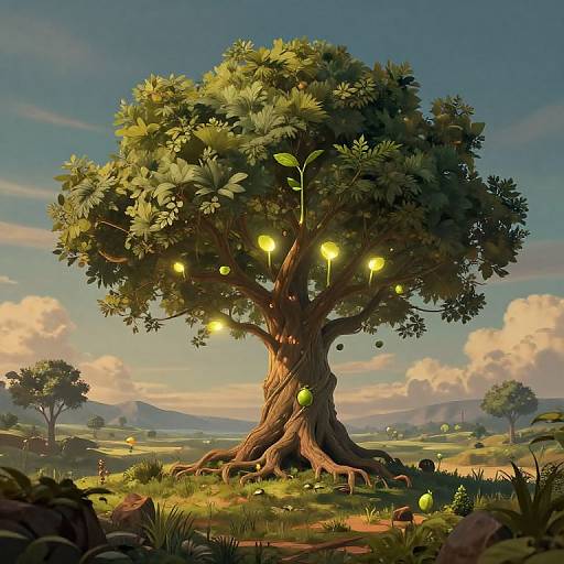 Glowing Seed Growing into Giant Tree