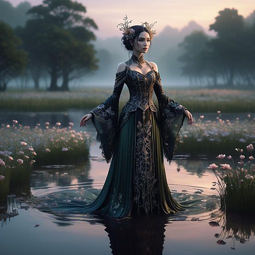 Elegant Fae Envoy in Shimmering Meadow