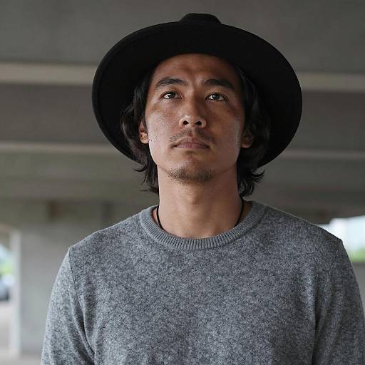 Man Wearing Black Hat and Gray Sweater