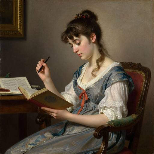 Victorian Woman Reading Oil Painting