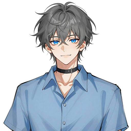 Anime Portrait of Smirking Youth